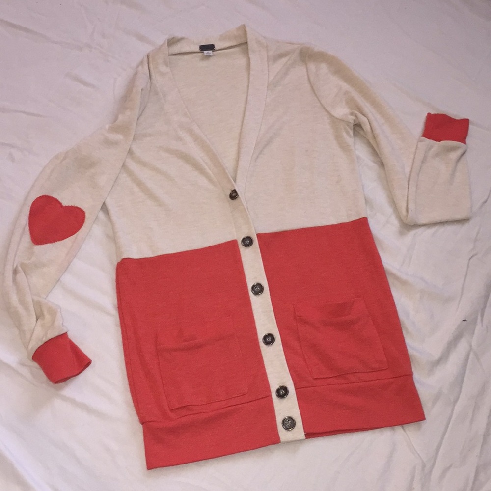 Beige and salmon cardigan